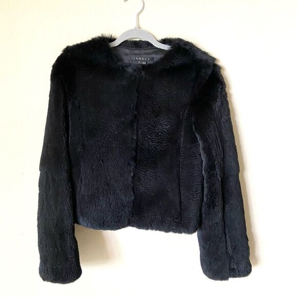 Theory Cherub Black Rabbit Fur Jacket Size XS - Picture 7 of 14